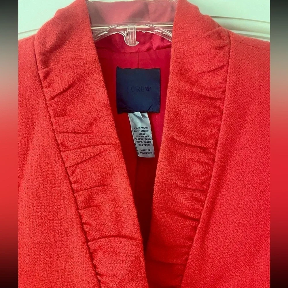 J. Crew Vibrant Red Ruffle Blazer